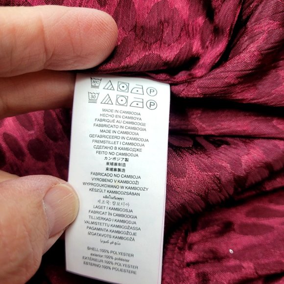Michael Kors Julia Faux Wrap Ruffle Hem Mini Dress Size M Dark Ruby Cheetah NWT - Picture 11 of 12